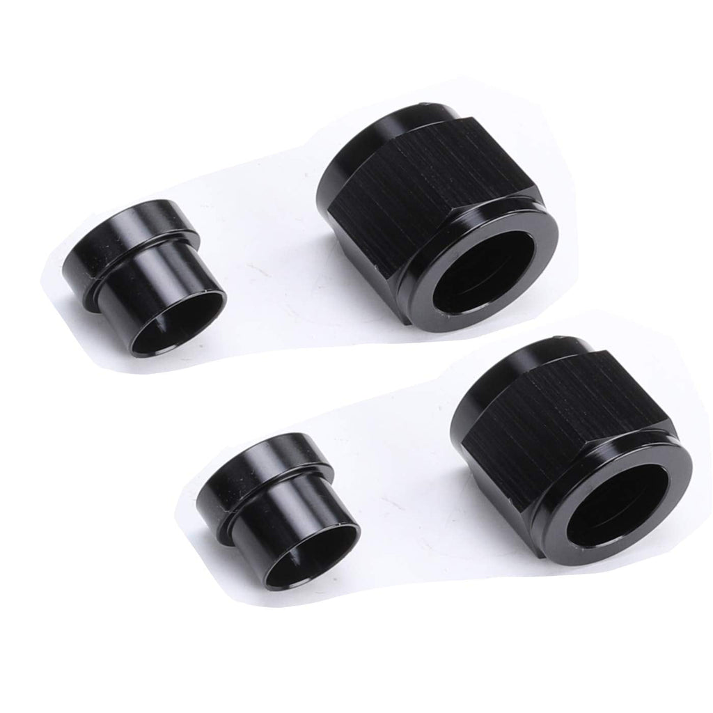 [Australia - AusPower] - AC PERFORMANCE Aluminum Hardline Fitting -12 AN Female Tube Nut and Sleeve For 3/4'' 3/4 inch (19.05mm) outer diameter alloy Tube Hose Line Fitting, Black, Pack of 2 12AN-3/4'' tube nut and sleeve black, 2 set 