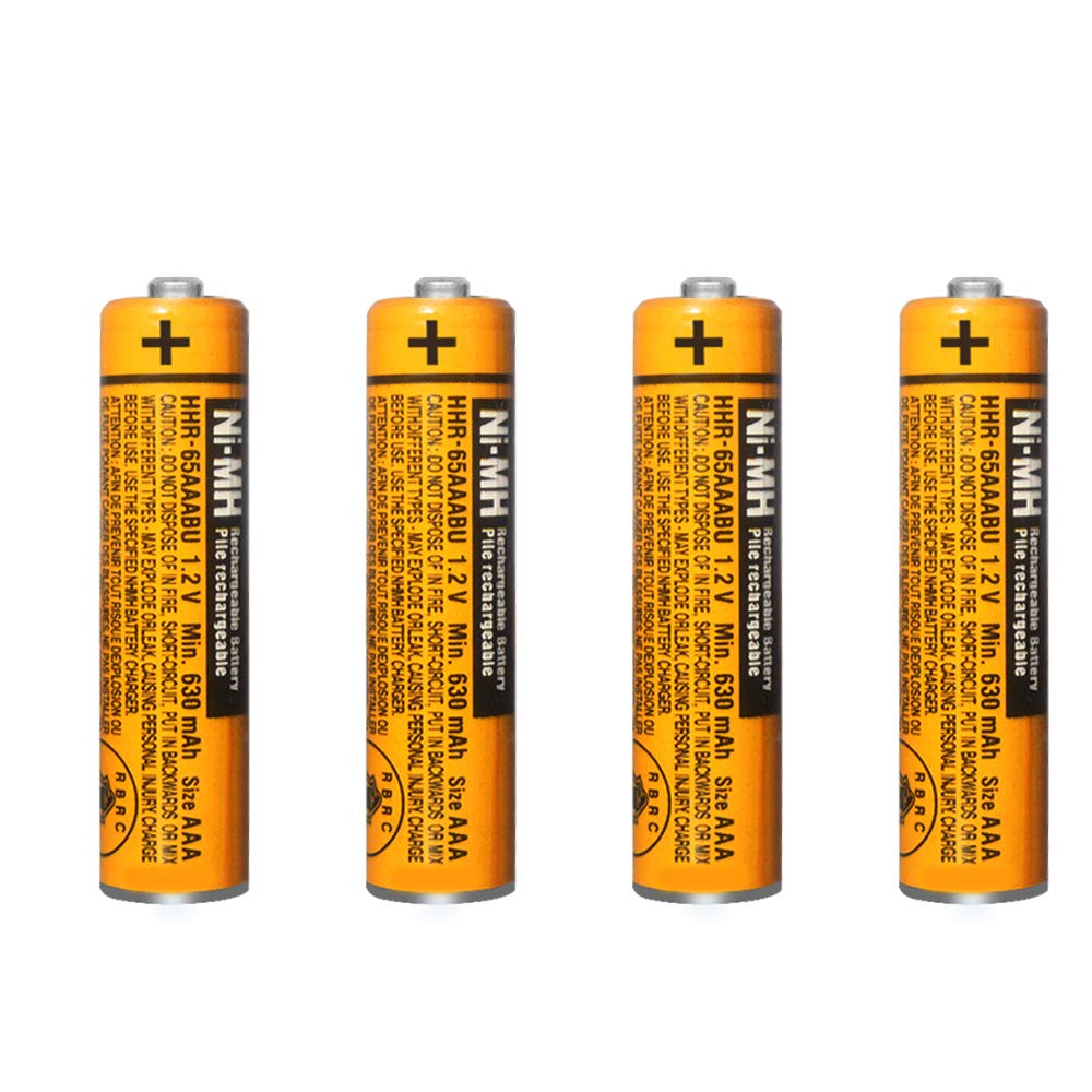 [Australia - AusPower] - 4 Pack HHR-65AAABU NI-MH Rechargeable Batteries 1.2V 630mAh AAA Battery for Panasonic Cordless Telephone Batteries 