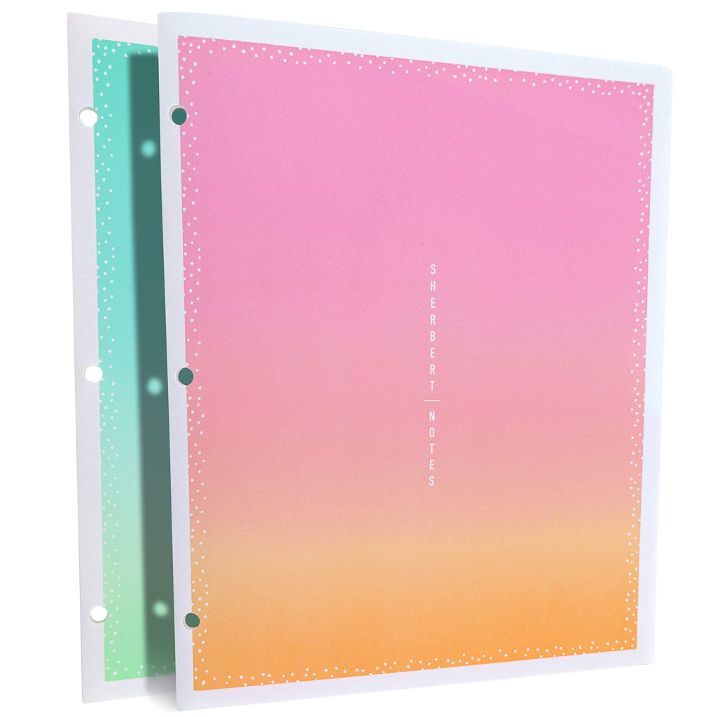 [Australia - AusPower] - 2 Pocket Poly Folder, Stay Put Folder, 11.75 x 9.5" Perfect for Kids School, College, Office, Home & More, Unique Sherbert Design in Pink & Green (2 Pack) by Emraw 2 Pocket Folder 