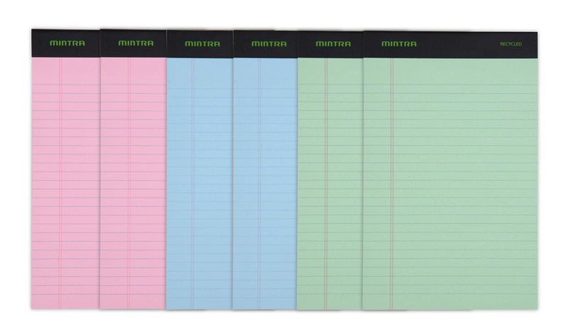[Australia - AusPower] - Mintra Office Recycled Writing Pads 6pk (Pastel, Junior (5in x 8in)) Pastel Junior (5in x 8in) 