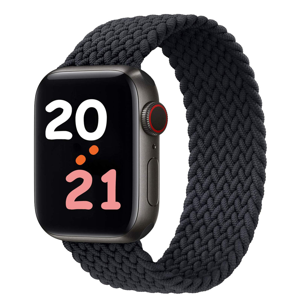 [Australia - AusPower] - NUKELOLO Braided Solo Loop Strap Compatible with Apple Watch Bands 41mm 45mm 44mm 42mm 40mm 38mm, Soft Stretchable Sport Replacement Band for iWatch Series 7/6/SE/5/4/3/2/1 Charcoal 42mm/44mm # 8 (6.73 - 7.01 inch wrist） 