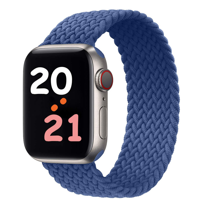 [Australia - AusPower] - NUKELOLO Braided Solo Loop Strap Compatible with Apple Watch Bands 41mm 45mm 44mm 42mm 40mm 38mm, Soft Stretchable Sport Replacement Band for iWatch Series 7/6/SE/5/4/3/2/1 Atlantic Blue 38mm/40mm # 9 (7.01 - 7.28 inch wrist） 