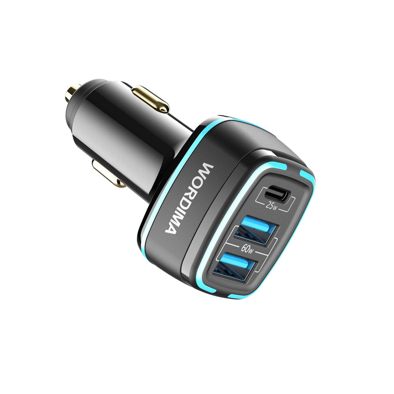 [Australia - AusPower] - 85w USB C Car Charger,WORDIMA USB Car Charger 3Port Fast Charger Cigarette Lighter USB Adapter Compatible with iPhone 13 12 Pro Max iPad Pro,Google Pixel,Oneplus,Samsung Galaxy S21,MacBook Pro Air 