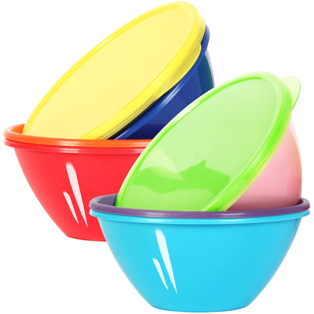 [Australia - AusPower] - Youngever 32 Ounce Plastic Bowls with Lids, Large Cereal Bowls, Large Soup Bowls, Food Storage Containers, Set of 9 in 9 Assorted Colors 