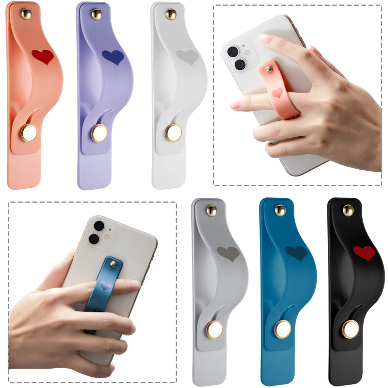 [Australia - AusPower] - 6 Pieces Phone Finger Grip Portable Telescopic Finger Strap Bracket Silicone Mobile Phone Ring Stand Phone Grip Finger Strap for Most Mobile Phones (Orange, Blue, Purple, Black, White, Gray) Orange, Blue, Purple, Black, White, Gray 