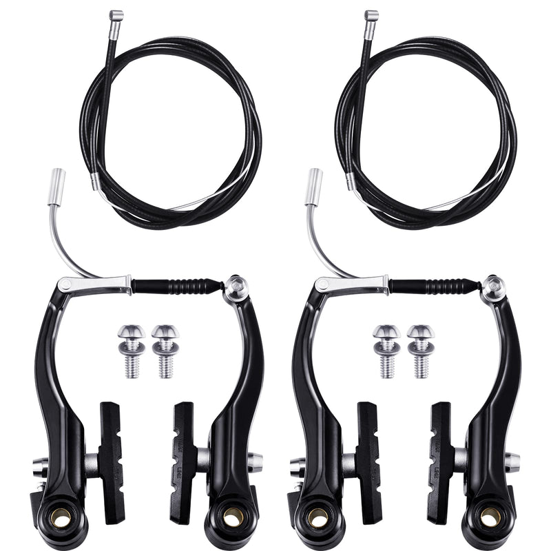 [Australia - AusPower] - Riakrum 2 Sets Bike Brakes Include 2 Pairs V-Type Brakes with 2 Pieces Braking Cables and 4 Pieces Cable End Caps for Mountain Bikes 