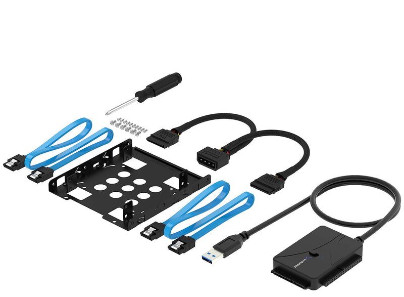 [Australia - AusPower] - Sabrent 3.5-Inch to x2 SSD / 2.5-Inch Internal Hard Drive Mounting Kit [SATA and Power Cables Included]+ USB 3.0 to SSD/SATA/IDE 2.5/3.5/5.25-INCH Hard Drive Converter with UL Power Supply & LED Acti 