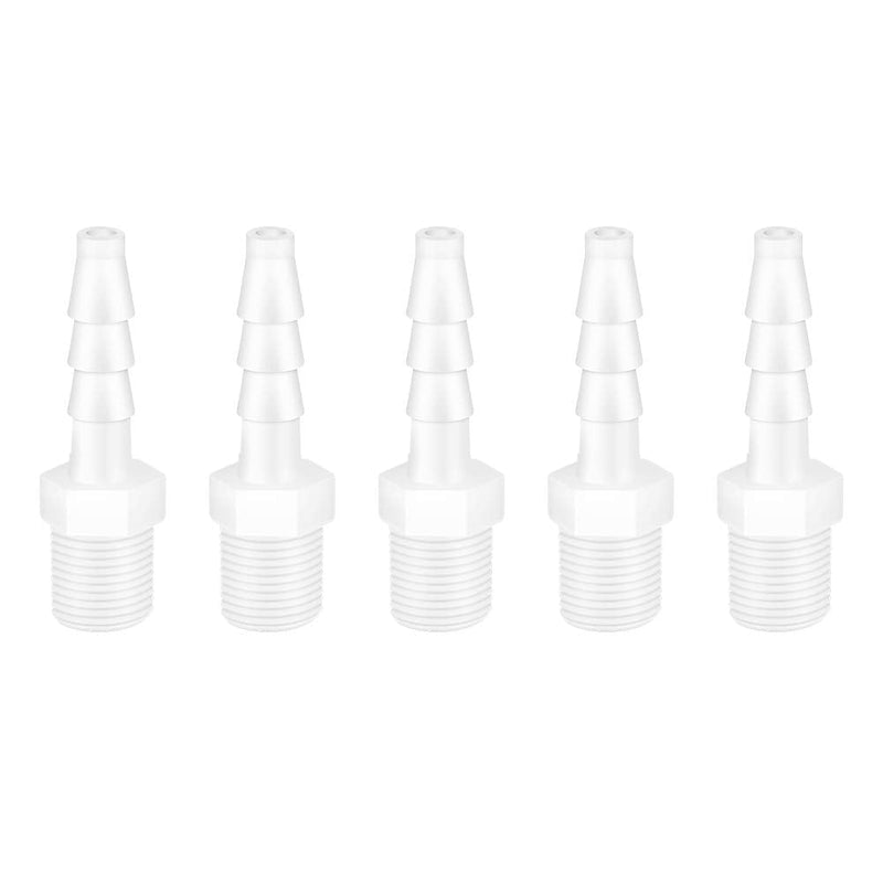 [Australia - AusPower] - Quickun Plastic Hose Barb Fitting, 1/4" Barb to 1/4" Male Thread White Adapter Union Fitting (Pack of 5) 1/4" Barb x 1/4" Male thread 