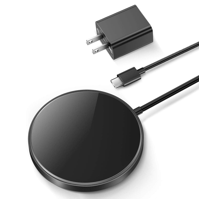 [Australia - AusPower] - THREEKEY Magnetic Wireless Charger,15W Max Charging Pad with USB-C 20W PD Adapter, Compatible with MagSafe Wireless Charger for iPhone 13/13 Mini/13Pro/13Pro max/iPhone 12/12 Mini/12Pro max,Black Black 