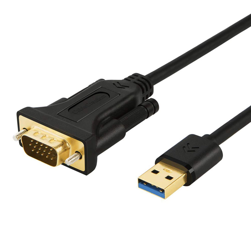 [Australia - AusPower] - CableCreation USB 3.0 to VGA Cable 6 Feet, USB to VGA 15 Pin Adapter Cord 1080 P @ 60Hz, Monitor Display Video Converter ONLY Supports Windows 10/8.1/8/7, Black 6Feet 