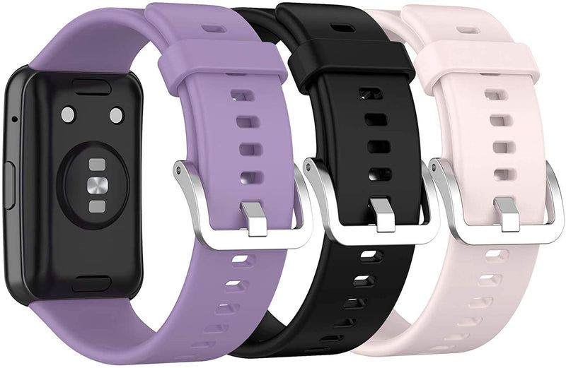 [Australia - AusPower] - TenCloud Bands Compatible with Huawei Watch Fit Smartwatch Men Women Wristband for Watch Fit Band (Black+Pink+Purple) Black+Pink+Purple 