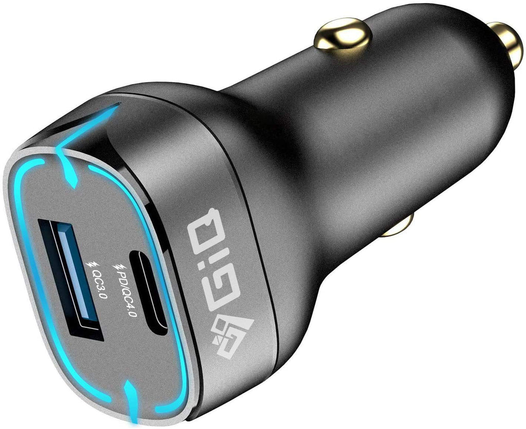 [Australia - AusPower] - USB C Car Charger Adapter,Giq,52.5W Dual Port Fast USB Car Charger With Power Delivery&Quick Charger 3.0 Compatible with iPhone12/11/Pro Max/XS Max/XR/XS/X/8/7/Plus,Galaxy,LG,iPad,iPad Pro/Macbook Pro 