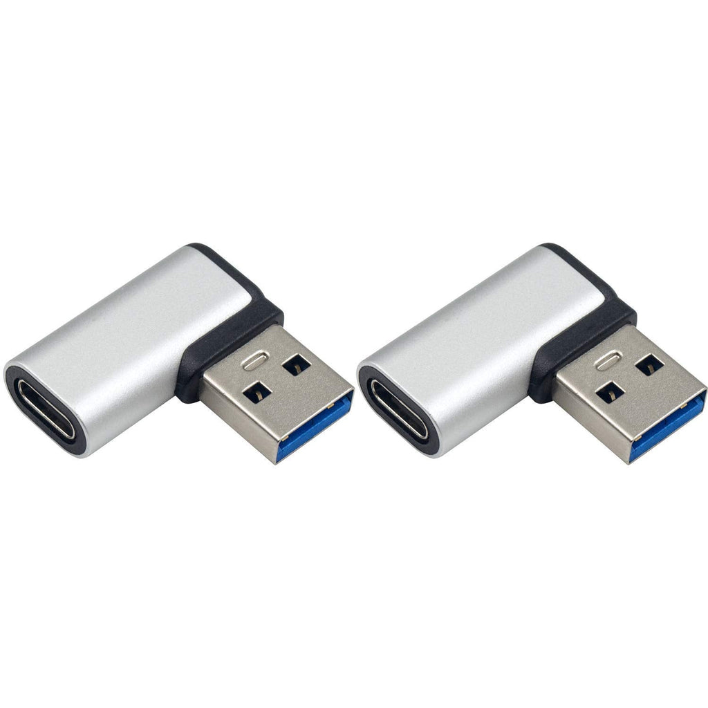 [Australia - AusPower] - Poyiccot USB C Female to USB A Male Adapter Right Angle, USB C to USB 3.0 Adapter, 90 Degree USB C to USB Adapter, USB Type C to USB Coverter Sync & Charging Adapter for USB C Cable, Hubs, 2Pack Right Angle USB C to USB 3.0 