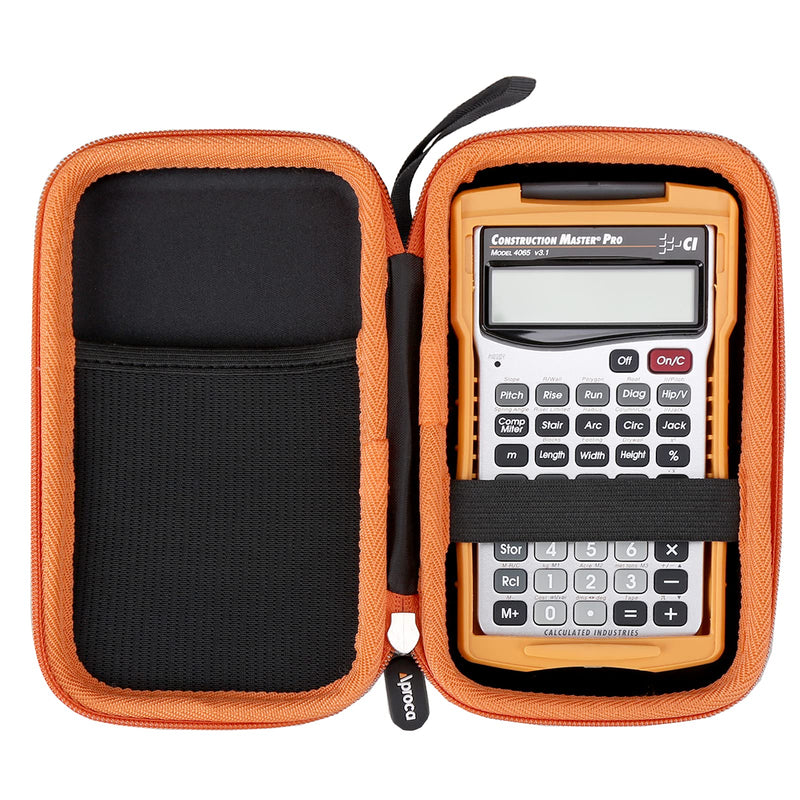 [Australia - AusPower] - Aproca Hard Storage Travel Case, for Calculated Industries 4080 4065 Construction Master Pro Calculator Black-orange zipper 