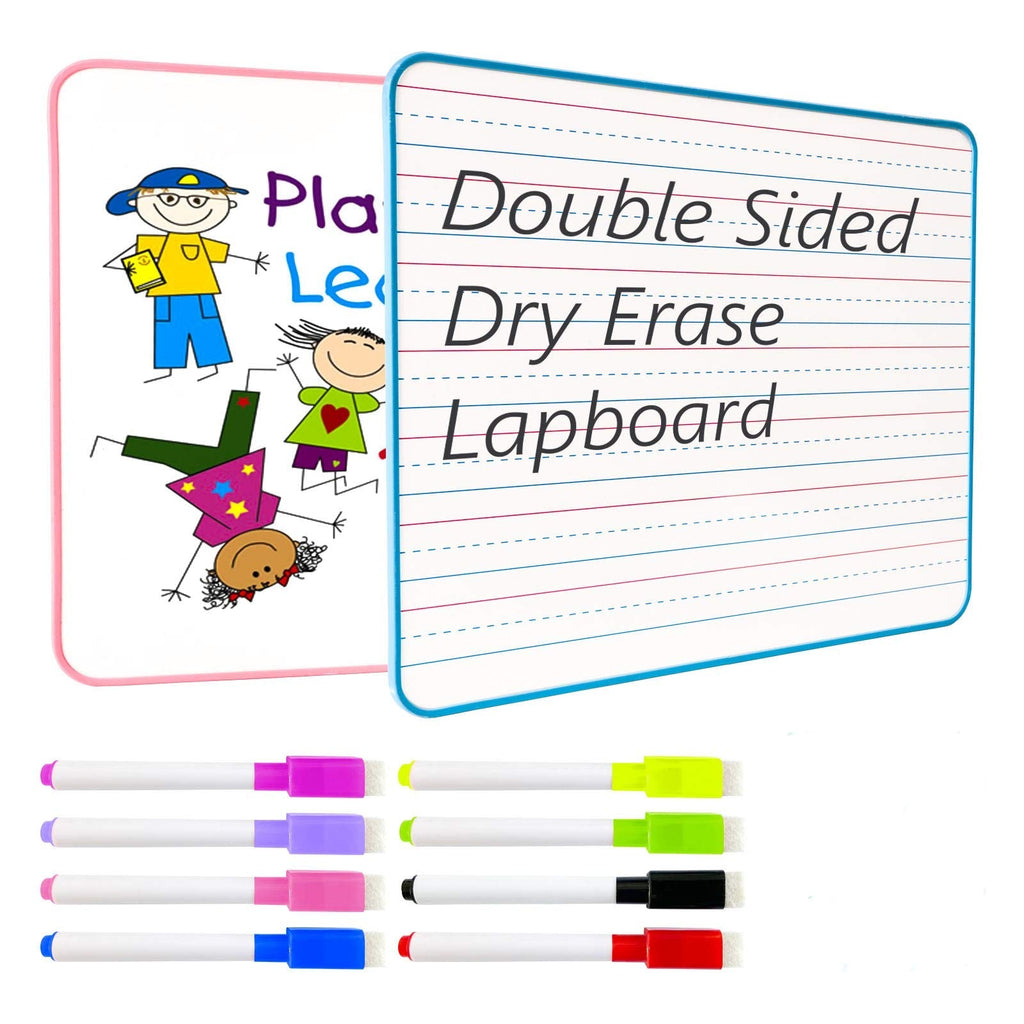 [Australia - AusPower] - Dry Erase Board with Lines -2 Pack Small White Board Portable Double Sided Dry Erase Lap Board for Students Learning Writing Home Studying Blue&pink 