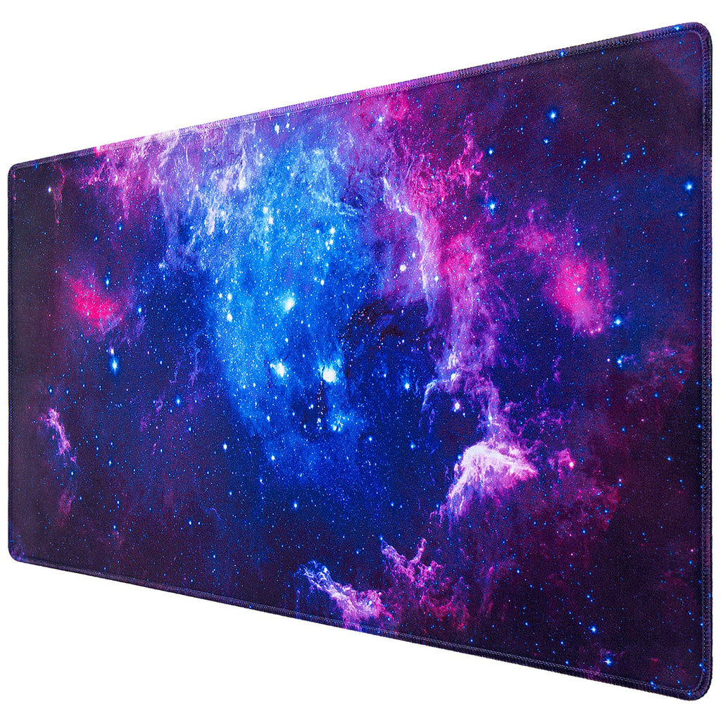 [Australia - AusPower] - Gaming Mouse Pad, Canjoy Extended Mouse Pad, 31.5x15.7inch XXL Large Big Computer Keyboard Mouse Mat Desk Pad with Non-Slip Base and Stitched Edge for Home Office Gaming Work, Galaxy Print Blue-Galaxy 