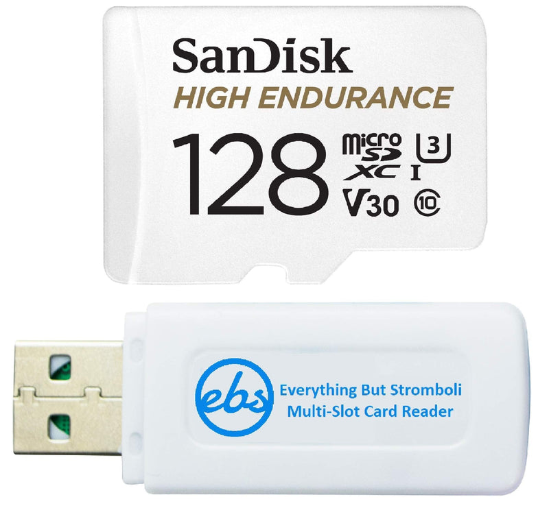 [Australia - AusPower] - SanDisk 128GB High Endurance Video Card MicroSDXC for Dash Cams Works with Garmin Mini, 56, 66W Dash Cameras (SDSQQNR-128G-GN6IA) Bundle with (1) Everything But Stromboli SD & Micro SD Card Reader 