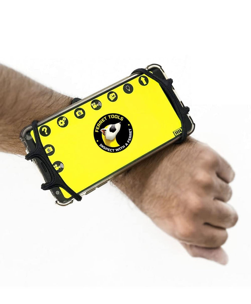 [Australia - AusPower] - Ferret Wristband Phone Holder, 360° rotatable Design, Fits All 3.5-6 inch Smartphones Including Apple iPhone 12 Models, Designed for use with Ferret Tools Range of Inspection Cameras 