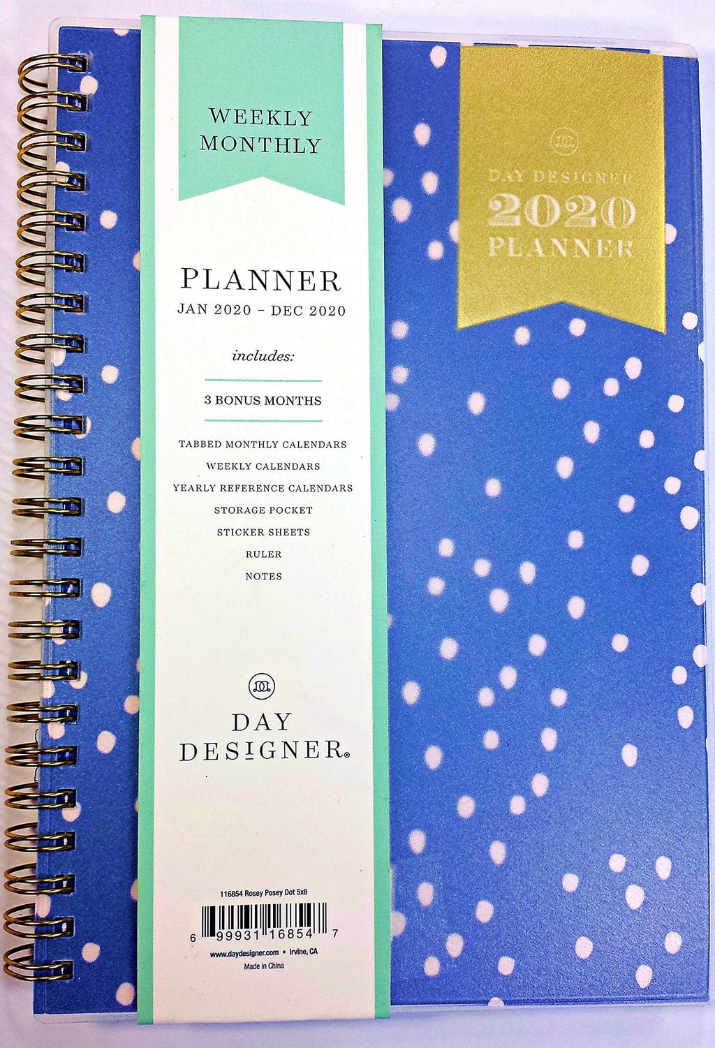 [Australia - AusPower] - Day Designer for Blue Sky 2020 Weekly & Monthly Planner, Flexible Cover, Twin-Wire Binding, 5" x 8", Rosey Posey Dot 