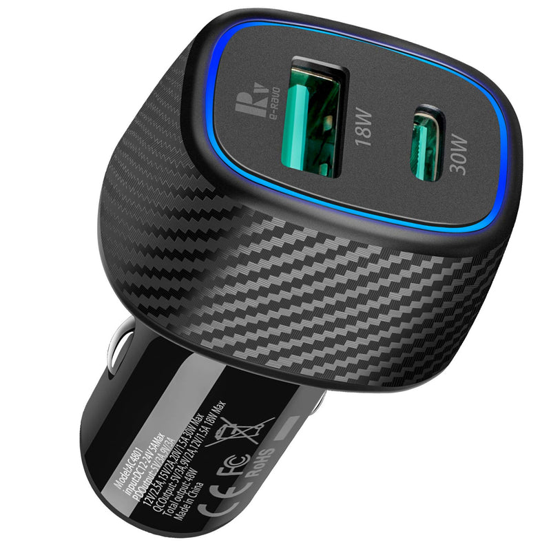 [Australia - AusPower] - USB C Car Charger, 30W USB C &18W QC3.0,Total 48W Output,Compatible with Laptop(with Type-C Charger Port), Apple MagSafe Charger,iPhone,ipad,MacBook, Samsung&Google Pixel Phone and More 