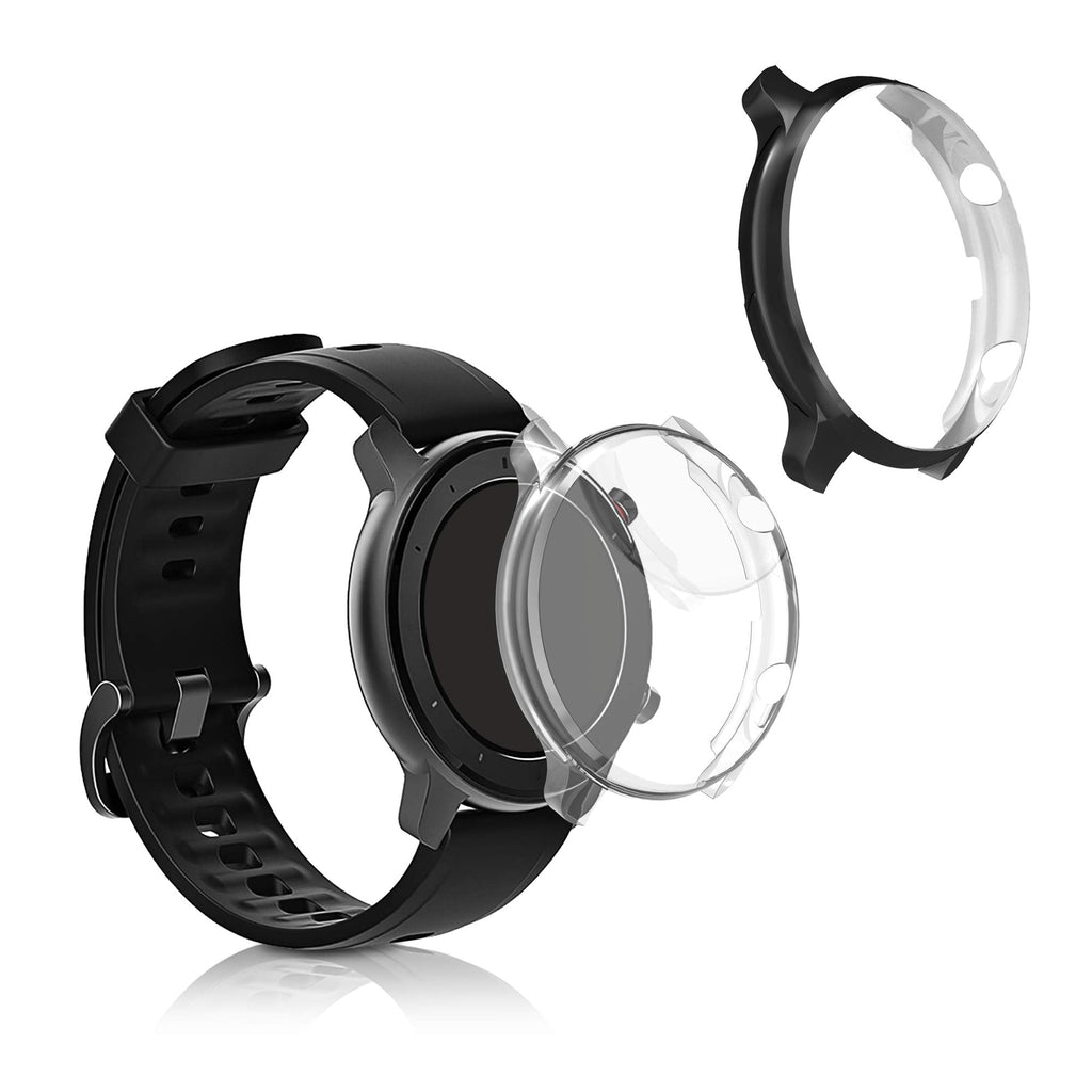 [Australia - AusPower] - kwmobile Case Compatible with Huami Amazfit GTR 2 / 2e (Set of 2) - Smart Watch/Fitness Tracker Cover - Black/Transparent black / transparent 