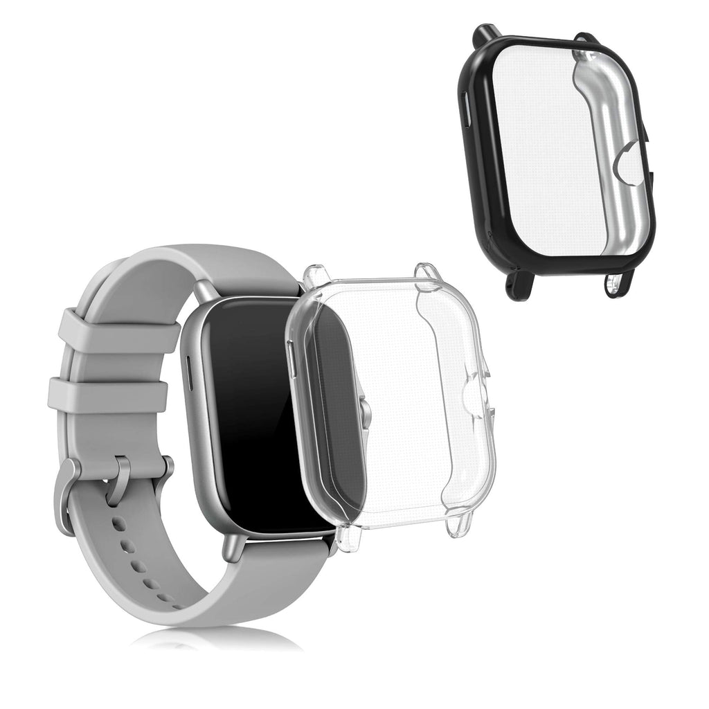 [Australia - AusPower] - kwmobile Case Compatible with Huami Amazfit GTS 3 / GTS 2 / GTS 2e (Set of 2) - Smart Watch/Fitness Tracker Cover - Black/Transparent black / transparent 