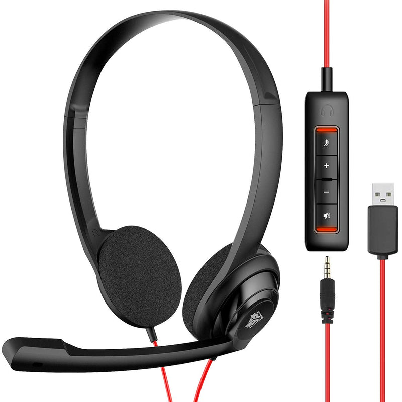 [Australia - AusPower] - NUBWO USB Headset with Microphone for Laptop PC, headphones with Noise Cancelling Microphone for Computer, On-Ear Wired Office Call Center Headset for Boom Skype Webinars, In-line Control, Lightweight 1 Unit 