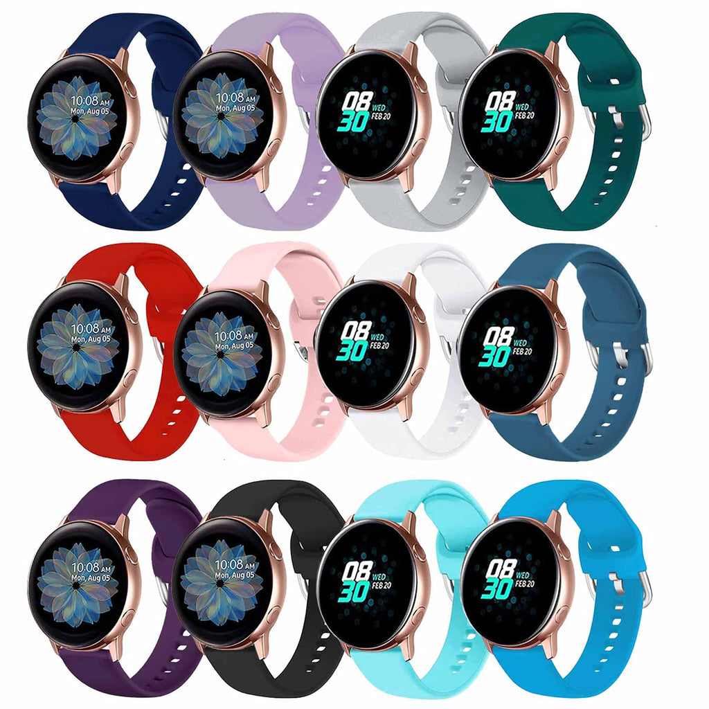 [Australia - AusPower] - EnoYoo 12 Colors Bands Compatible with Samsung Galaxy Watch 4/ Galaxy Watch Active 2 (40mm)(44mm)/ Galaxy Watch 3 41mm/ Galaxy Watch 42mm, 20mm Soft Silicone Sport Strap with Quick Release (Small) Silver Buckle(12 Pack) Small 