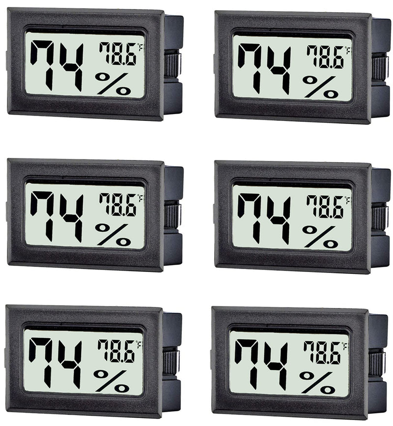[Australia - AusPower] - TASOGEN 6 Pack Mini Digital Thermometer Hygrometer,Indoor Temperature and Humidity Gauge Meter Monitor Fahrenheit (℉) for Humidor,Greenhouse,Reptile Tank,Home,Jars 