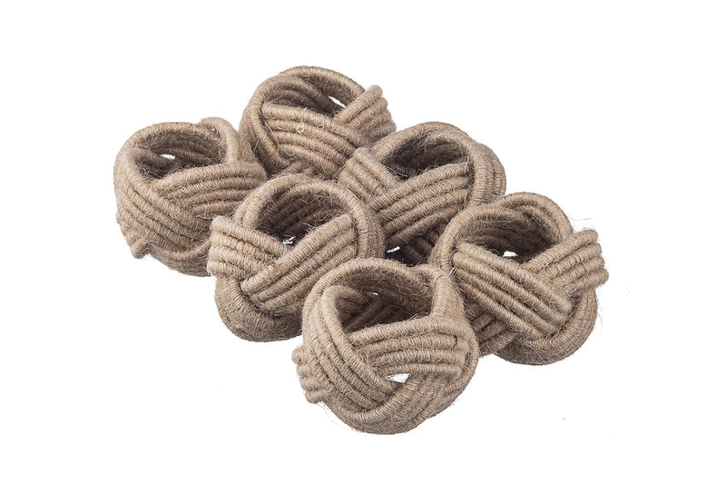 [Australia - AusPower] - CMEI Nautical Coastal Jute Burlap Napkin Rings Set of 6, Beach Napkin Holders, Napkin Rings Bulk for Party Decoration, Dining Table, Family Gatherings - A Great Tabletop Décor (Natural) Natural 