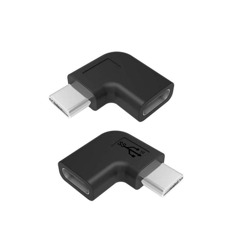 [Australia - AusPower] - Type-C Right Angle Adapter,Type-C Male to Type-C Female Adapter， 2-Pack，90 Degree Type C Adapter,Right & Left Angled 90 Degree Type-C Extension Adapter for Laptop & Tablet & Mobile Phone 