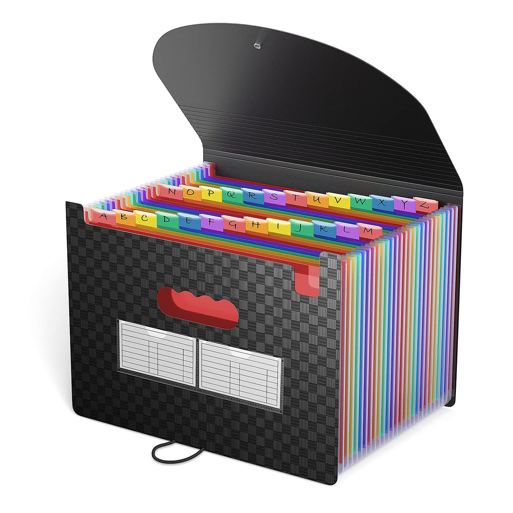 [Australia - AusPower] - 26 Pockets Expanding File Folder, ActFaith Letter Size Accordion Wallet /Portable File Documents Organiser with Lid,Multicolor Filing Box for Office/Classroom/Students B 26 Pockets 