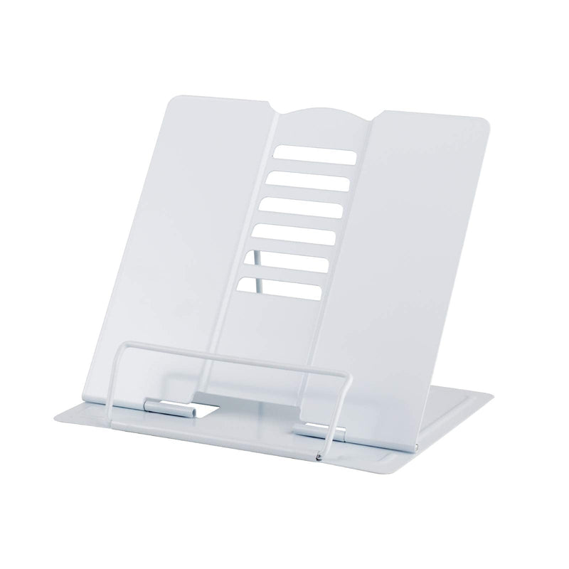[Australia - AusPower] - Blizzow Desk Book Stand Holders for Reading Hands Free, Durable Metal Adjustable Book Stand, Sturdy Lightweight Foldable Portable Bookstand -Cookbook, Recipe, Tablet, Music Book, Documents (White) White 