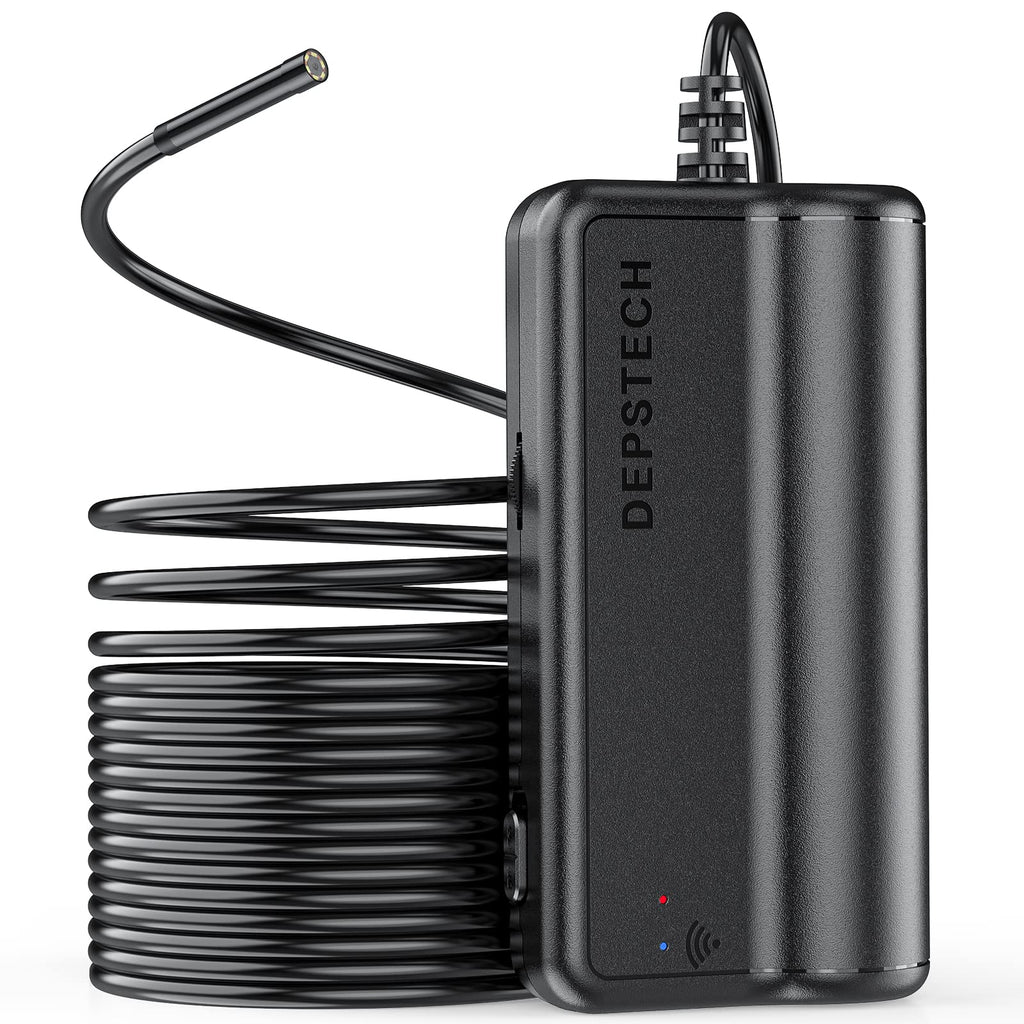 [Australia - AusPower] - Wireless Endoscope Camera, DEPSTECH 5.5mm WiFi Borescope with 2200 mAh Battery, 1080P HD Semi-Rigid Snake Camera for iPhone, Android, Tablet, Sewer Drain Pipeline Inspection Camera(16.5FT) 