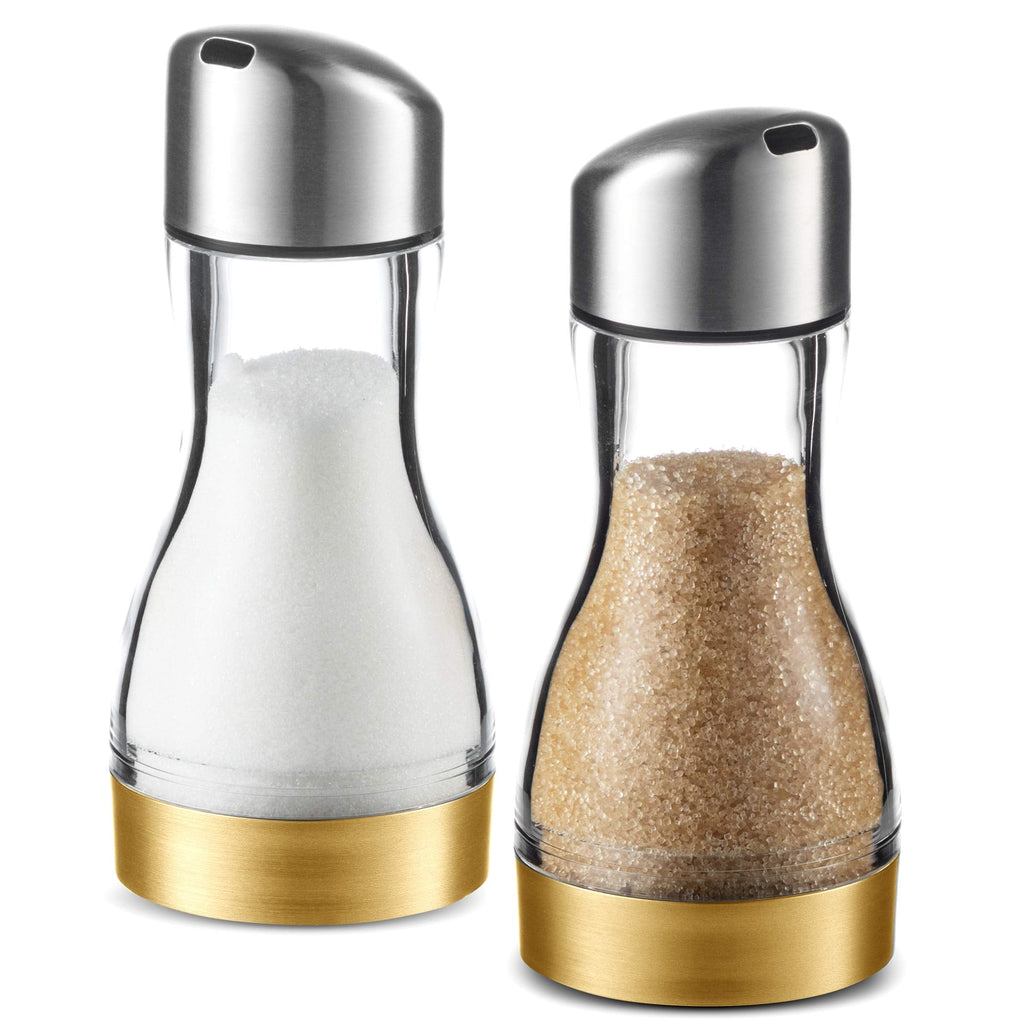 [Australia - AusPower] - Mitbak Gold Sugar Dispenser Set Of 2 – Sugar & Spice Pourer for Coffee,Tea, Baking – Acrylic Sugar Dispenser Jar for Kitchen 