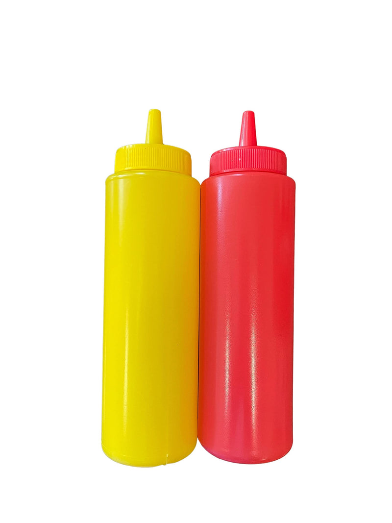 [Australia - AusPower] - Ketchup and Mustard BPA Free Food Prep Cute Set of 2 Plastic Squeeze Bottles for Condiments Holds 8 oz 