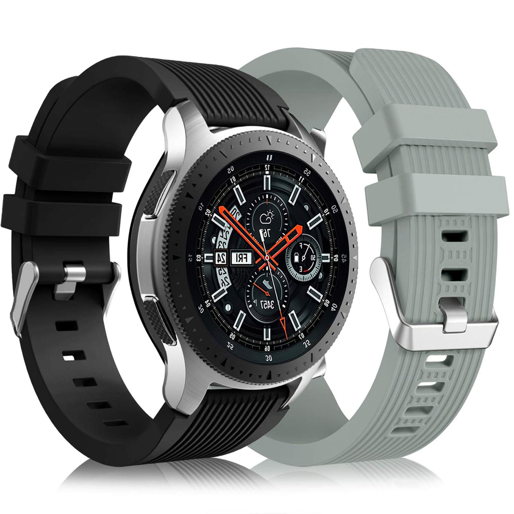 [Australia - AusPower] - [2 Pack] Lerobo Band Compatible for Samsung Galaxy Watch 3 45mm/Galaxy Watch 46mm Bands/Gear S3 Frontier, 22mm Smart Watch Band Silicone Casual Straps Accessories for Women Men Black Gray Black/Gray 