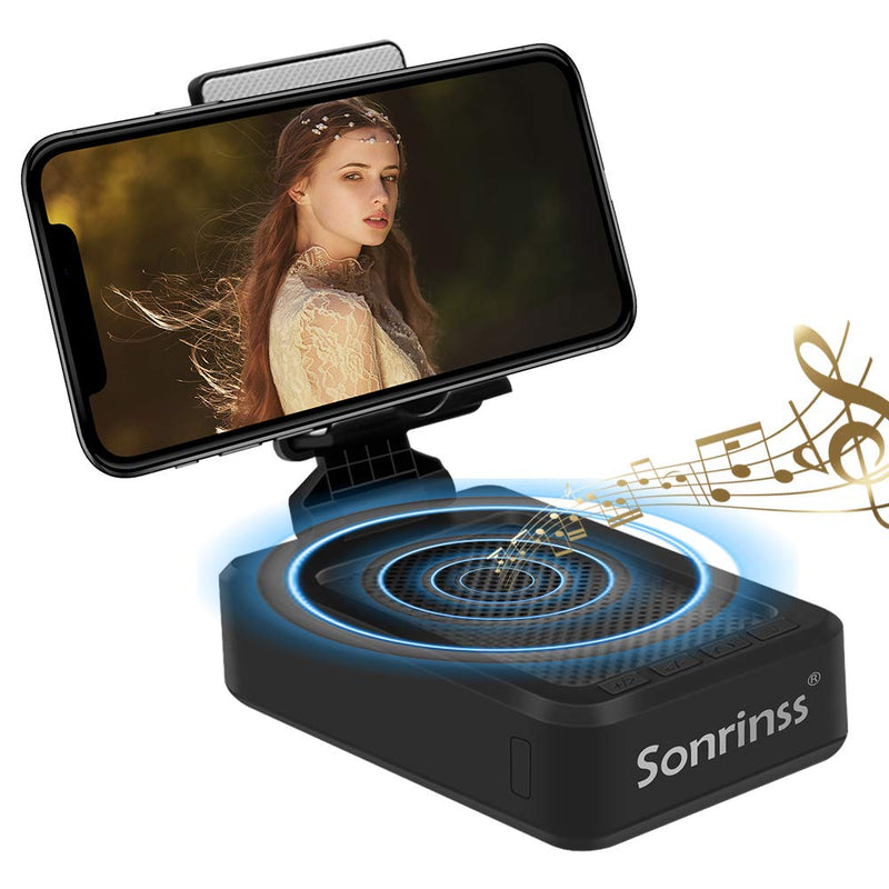 [Australia - AusPower] - Cell Phone Stand with Bluetooth Speaker, Wireless HD Surround Sound Cell Phone Speakers, Adjustable Phone Holder for Desk, Compatible with iOS & Android Smartphone, Suitable for Indoors, Outdoors 