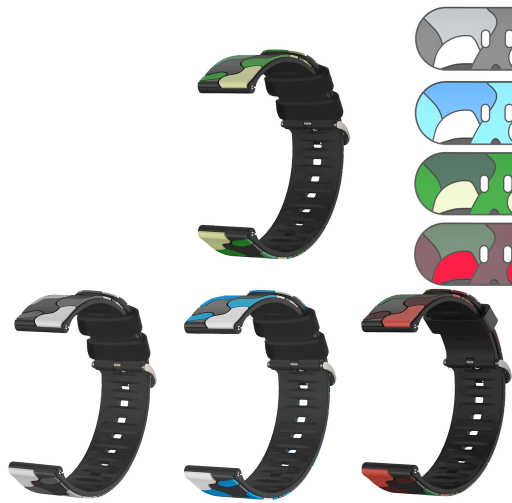 [Australia - AusPower] - TenCloud 4-Pack Camo Soft Silicone Sport Strap 22mm Replacement Band Wristbands Compatible with Umidigi Uwatch 2S Smart Watch for Uwatch 2S bands 