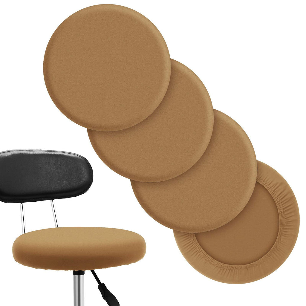 [Australia - AusPower] - Round Bar Stool Seat Covers Washable Stool Cushion Slipcover Elastic Bar Chair Covers for 14-17 Inch Chair (Camel Color,4 Pieces) Camel Color 4 