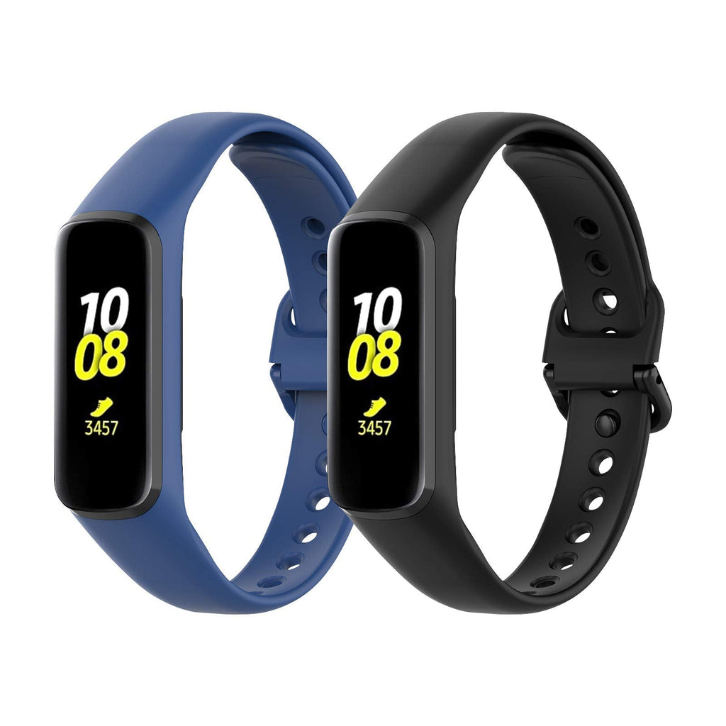 [Australia - AusPower] - (2 Pack) Seltureone Silicone Band Compatible for Samsung Galaxy Fit 2, Soft Sport Silicone Replacement Bands for Galaxy Fit2 SM-R220 Smart Watch, Black, Navy Black,Navy 