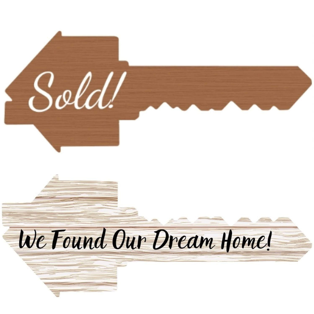 [Australia - AusPower] - Extra Large Real Estate Key Shaped Prop Sold Sign | One Sign Double Sided | Social Media Photo Props for Realtors and Home Owners | Real Estate Agent Gift (We Found Our Dream Home / Sold!) We Found Our Dream Home / Sold! 