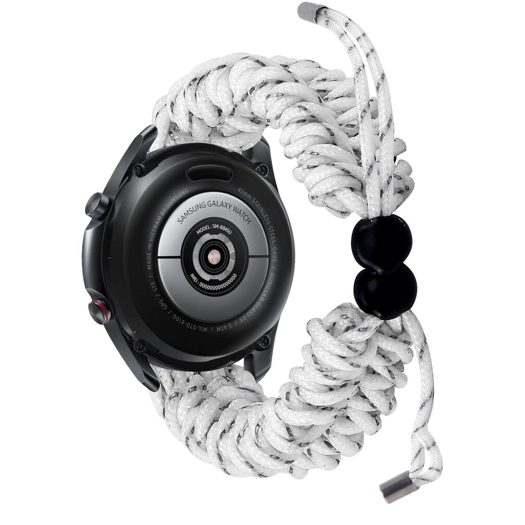 [Australia - AusPower] - Compatible with Umidigi Uwatch Bands, Wristband Sports Braided Nylon Friendship Rope with Adjustable Outdoor Survival Weave Drawstring Clasp 22MM Bands for Uwatch 2/Uwatch 2S SmartWatch (White&Black) White&Black 