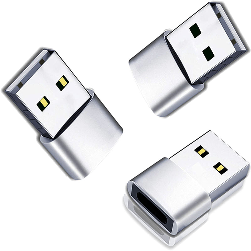 [Australia - AusPower] - USB C Female to USB Male Adapter 3 Pack,ROSYCLO Type C to USB A Charger Cable Adapter OTG Connector Converter Compatible iPhone 11 12 Pro,iPad,Samsung Galaxy Note 10 S20 Plus,Google Pixel 5 4(Silver) 