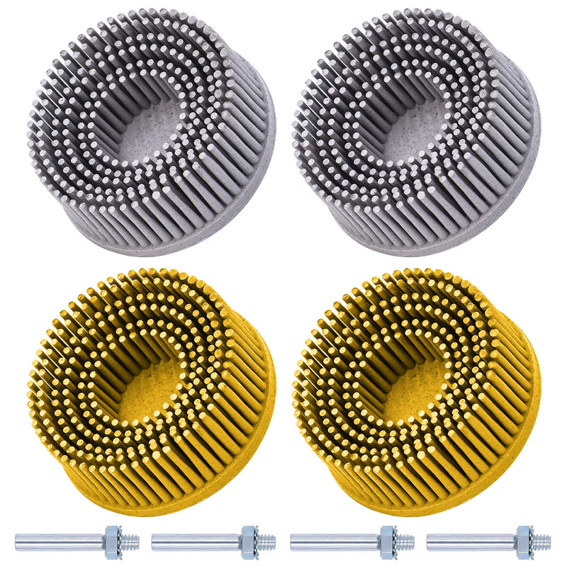 [Australia - AusPower] - KONIGEEHRE 4 Pack 2 Inch Bristle Disc Grit 80# 120# with 1/4" Shank Attachment Abrasive Coating Removal Disc for Metal 
