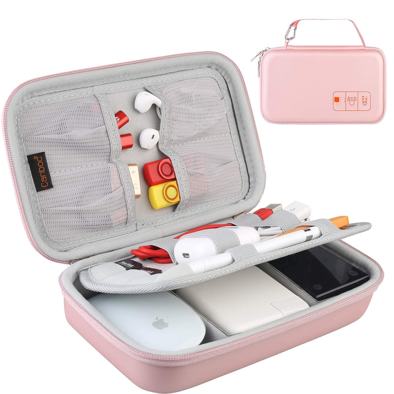 [Australia - AusPower] - Hard Electronic Organizer Travel Case Electronics Accessories Cable Gadget Wire Storage Bag Double Layer Shockproof Box for Charger, Cord, Flash Drive, Apple Pencil, Power Bank, Rose Gold 