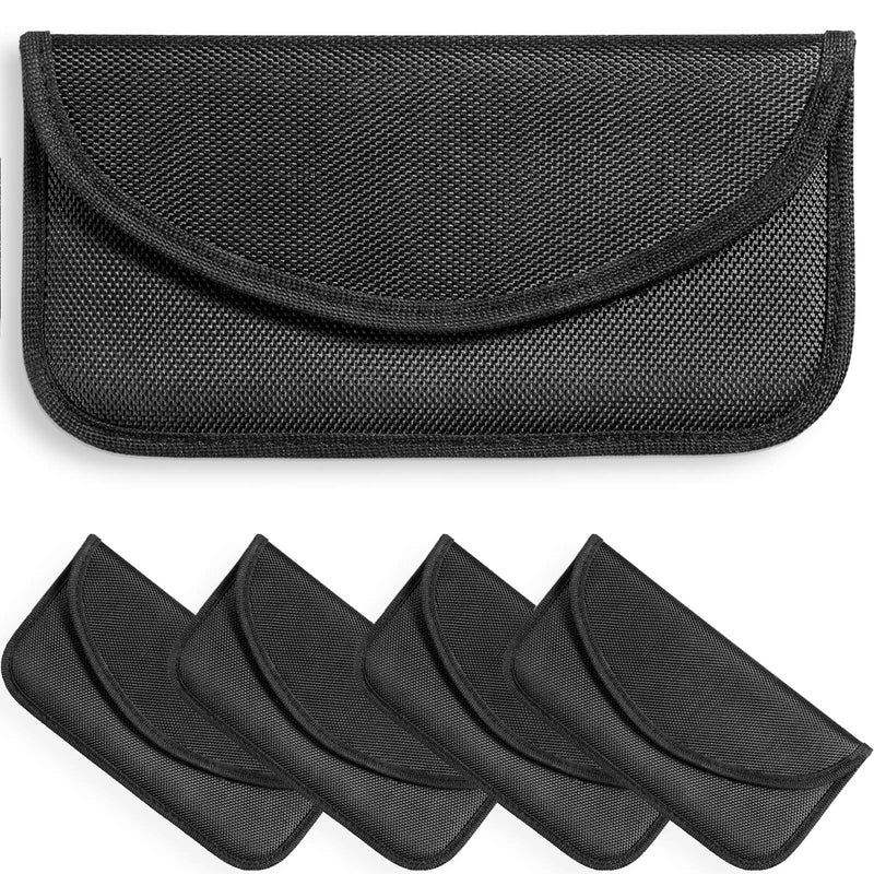 [Australia - AusPower] - 4 Pieces Faraday Phone Signal Blocking Bags RFID Car Key Fob Protectors GPS Anti-tracking Faraday Bags Shielding Pouch Wallets for Cell Phone Privacy Card Protection 