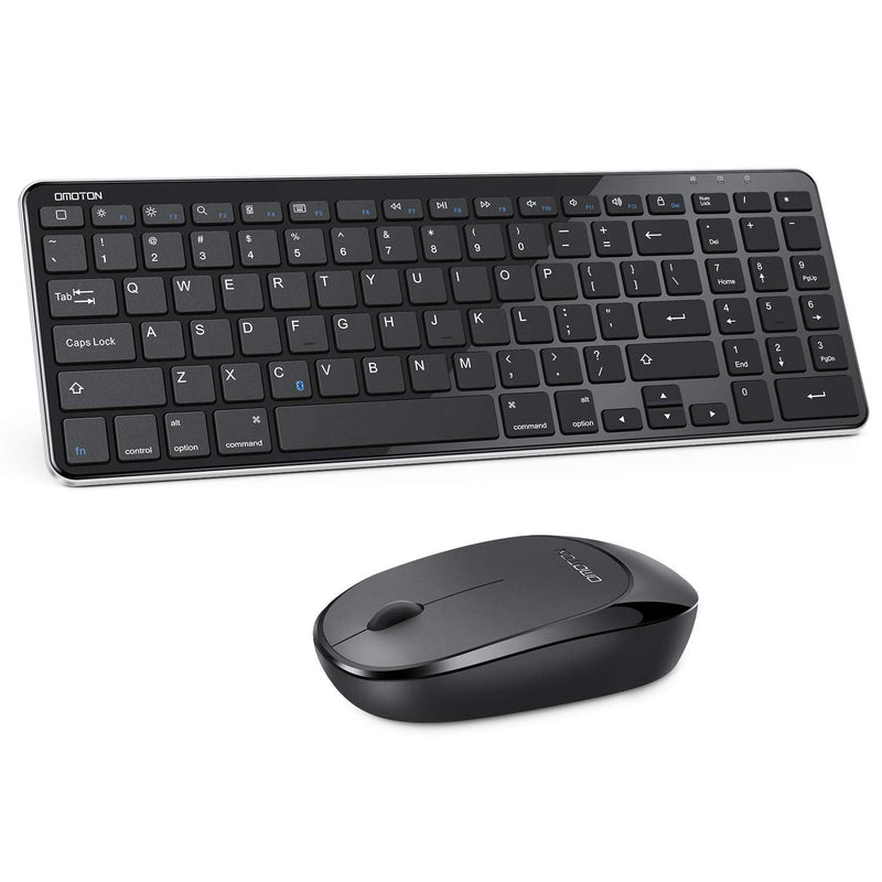 [Australia - AusPower] - Bluetooth Keyboard and Mouse for iPad, OMOTON Wireless Keyboard and Mouse Combo for iPad 8th/7th Gen, iPad Pro 11/12.9, iPad Air 4/3, (iPadOS 13 and Above) and Other Bluetooth Enabled Devices, Black 