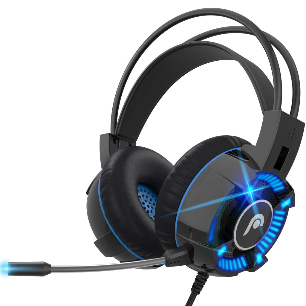 [Australia - AusPower] - Fosmon Gaming Headset with Mic Microphone, (50mm Surround Sound Driver) Strong Bass Over Ear Headphone with Comfy Ergonomic Headband Compatible with Xbox One PS4 Nintendo Switch PC Laptop Desktop Mac 