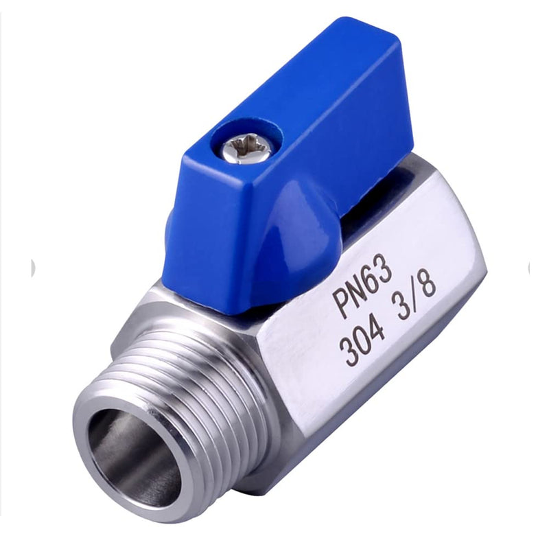 [Australia - AusPower] - 3/8'' Mini Ball Valve, 304 Stainless Steel 3/8 inch F x M NPT Thread ,Polished, for Water,gsa and oil(Male&Female) 3/8'' 